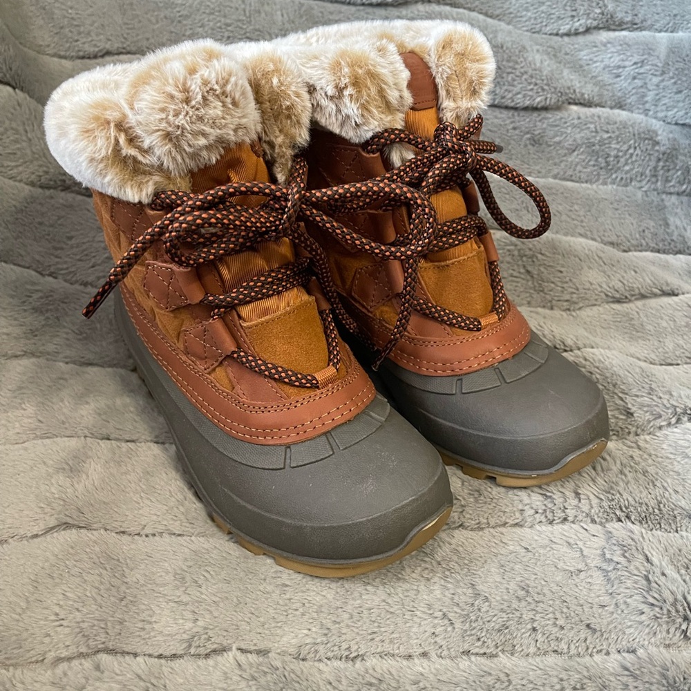 Kamik Women's Winter Boots in Tan with Faux Fur Trim